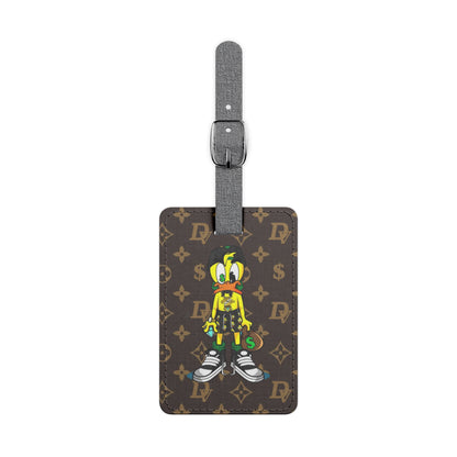 DuckettVuitton Mascot Brünette Saffiano Polyester Luggage Tag, Rectangle