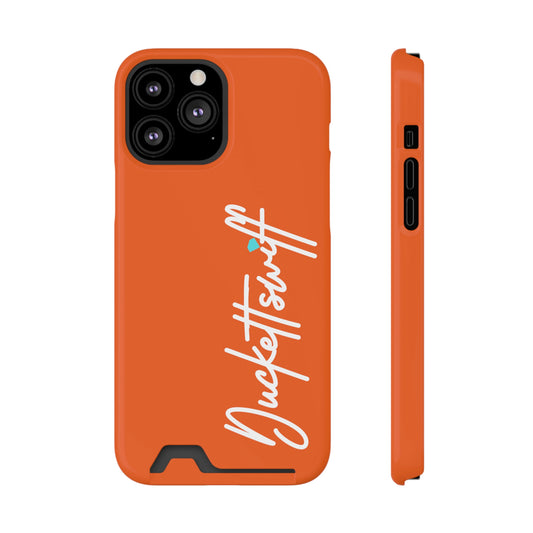 Orange Signature Phone Case With Card Holder