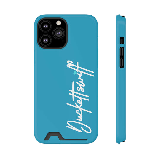 Blue Signature Phone Case With Card Holder